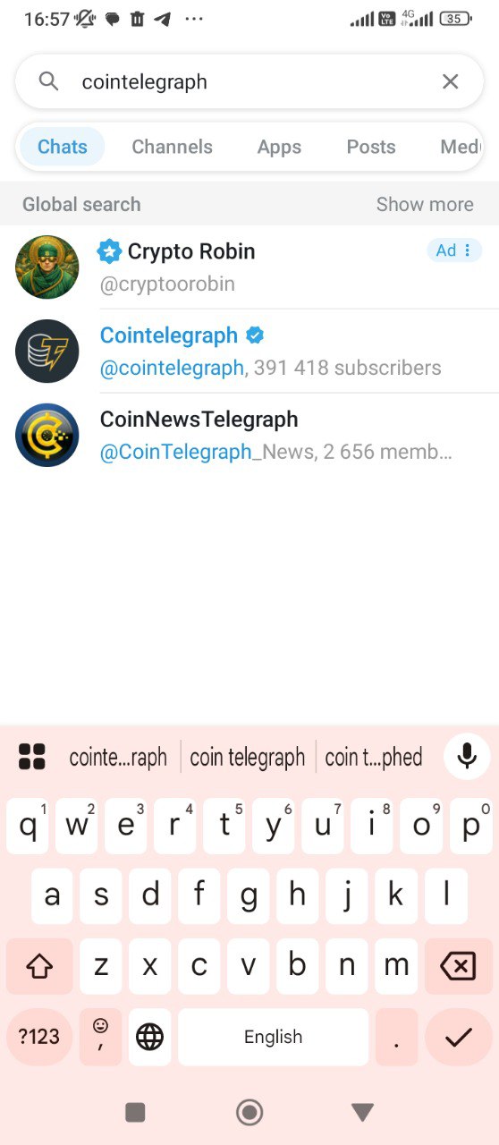 real telegram ad sample channel search